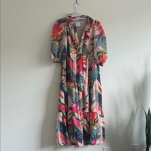 TCEC Multicolor Abstract Midi Dress
